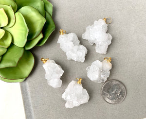Raw Crystal Cluster Pendant Necklace - Gold