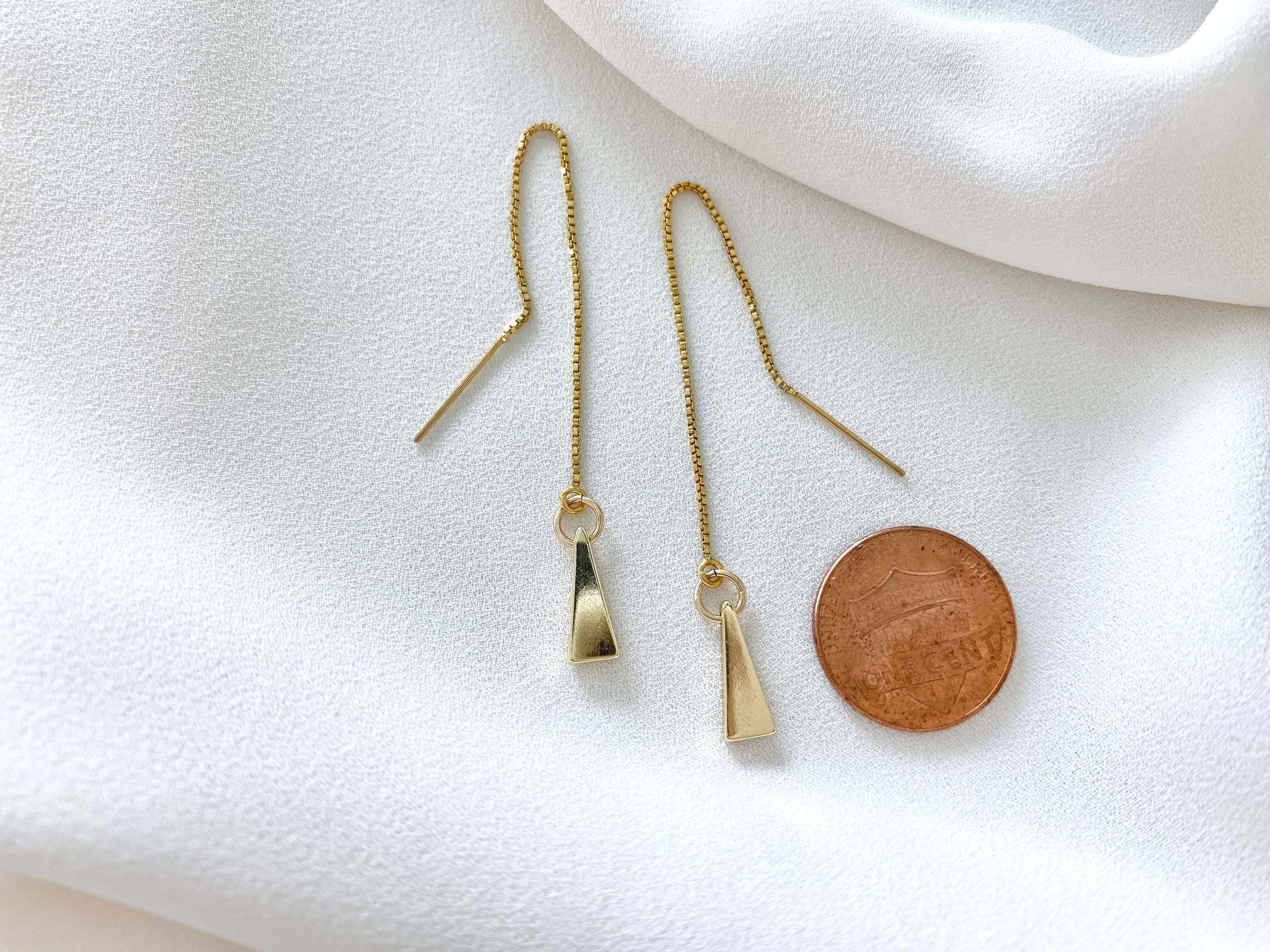 Gold Triangle Drop Threader Earrings