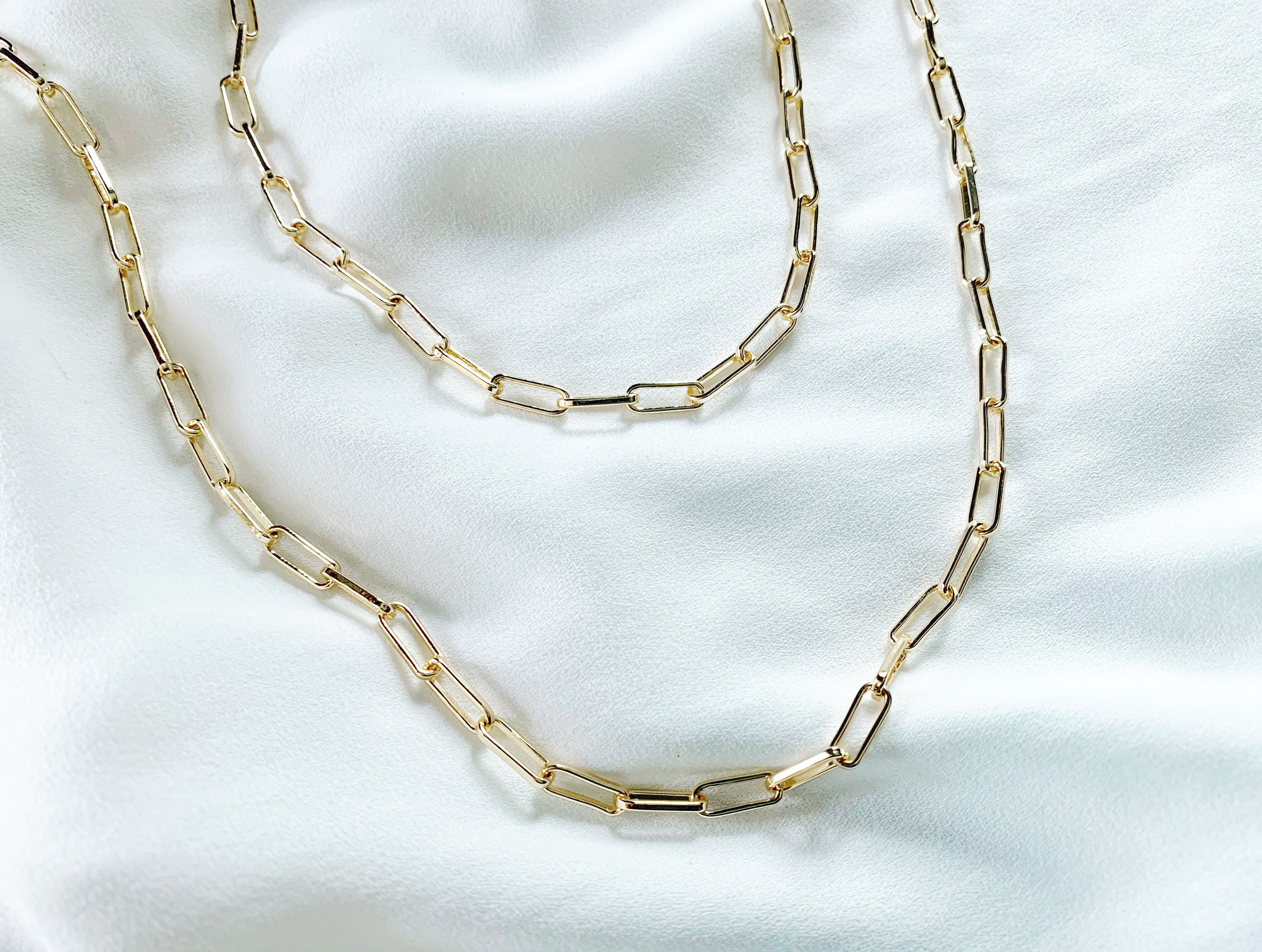 Gold Filled Rectangle Chain Paperclip Necklace {10mm x 4mm}