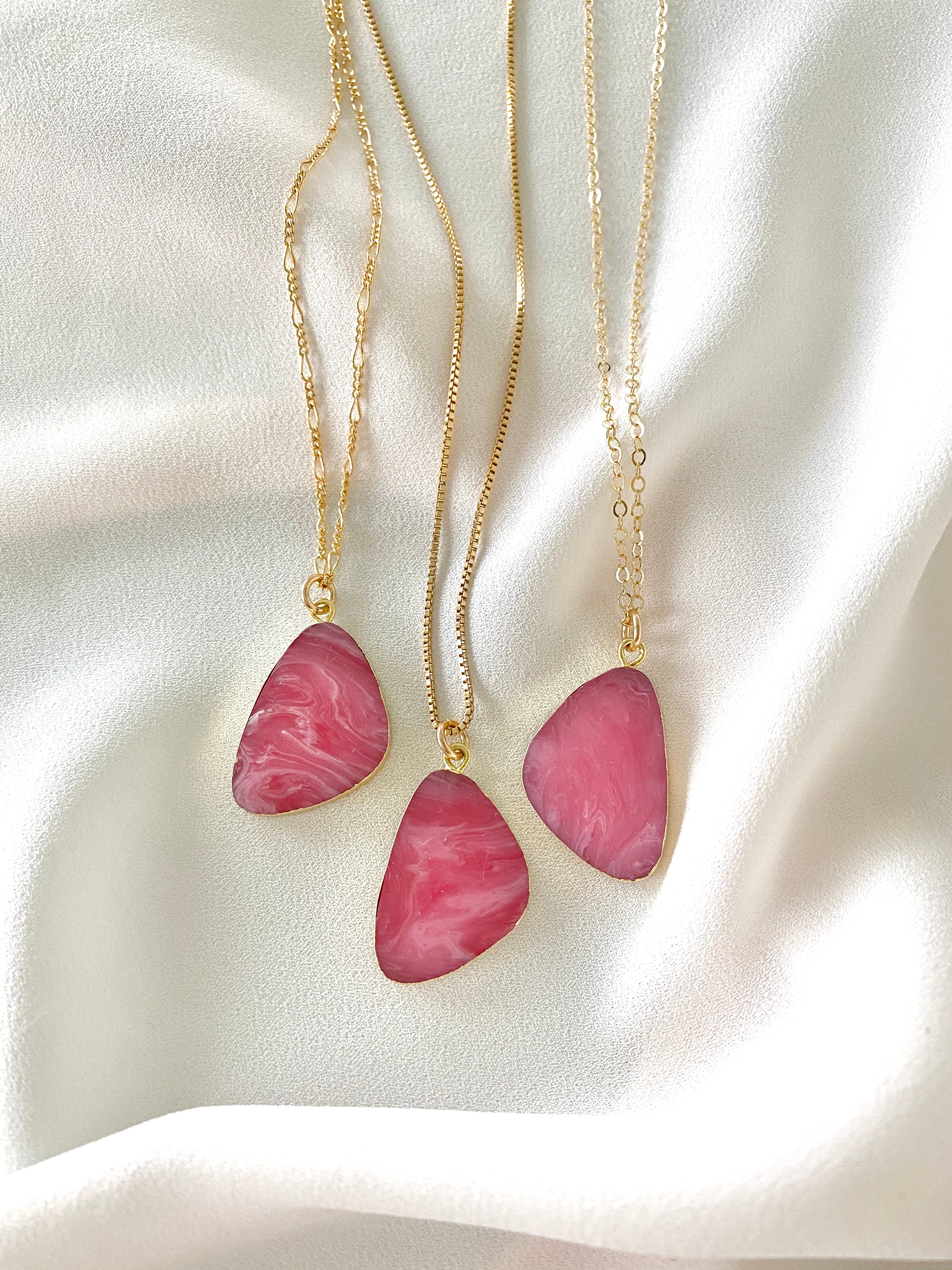Rhodochrosite Pendant Necklace - Pink Gemstone