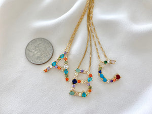 Rhinestone Letter Pendant Necklace {20-22 inch Lengths}