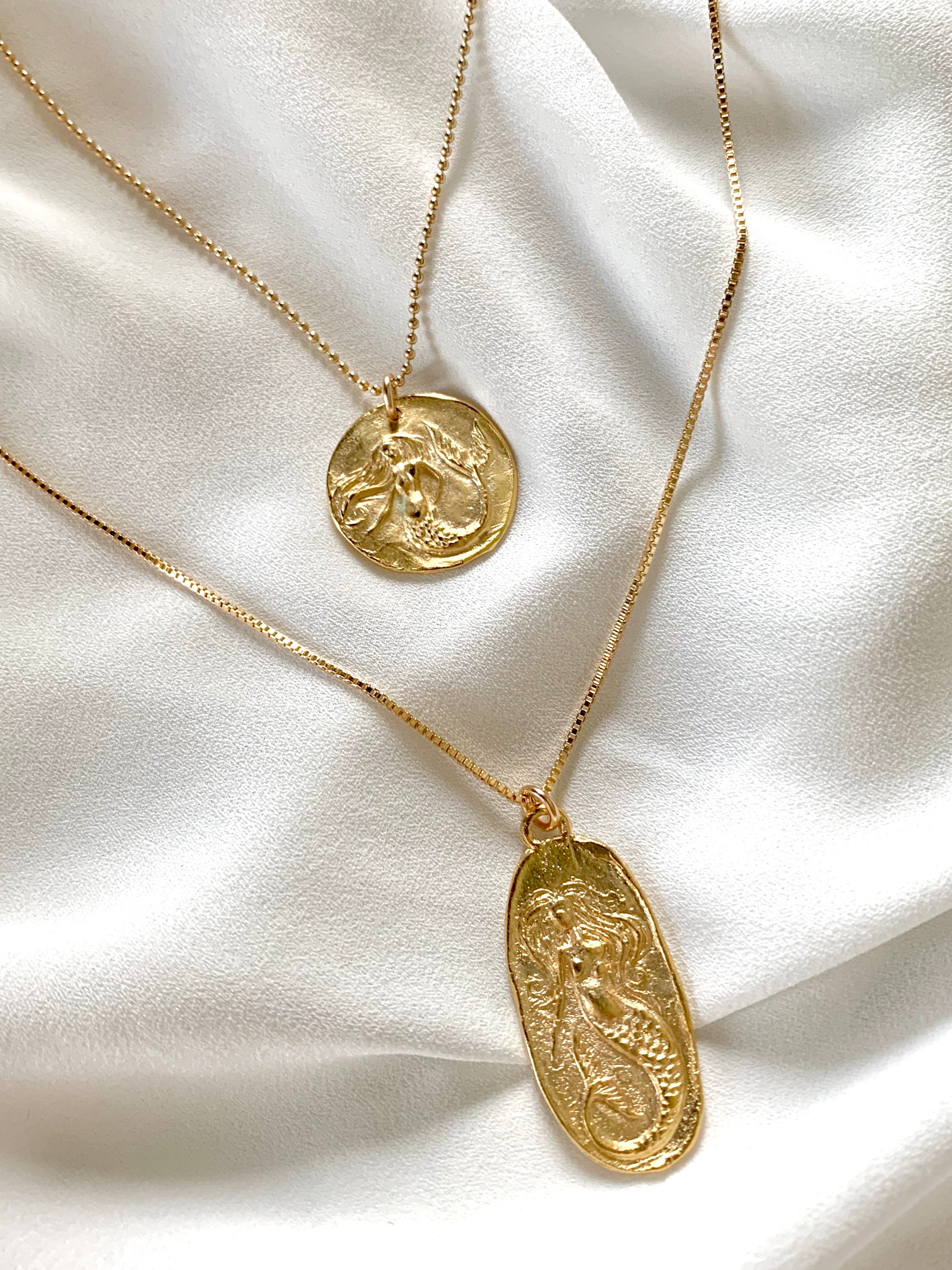 Gold Mermaid Medallion Necklace