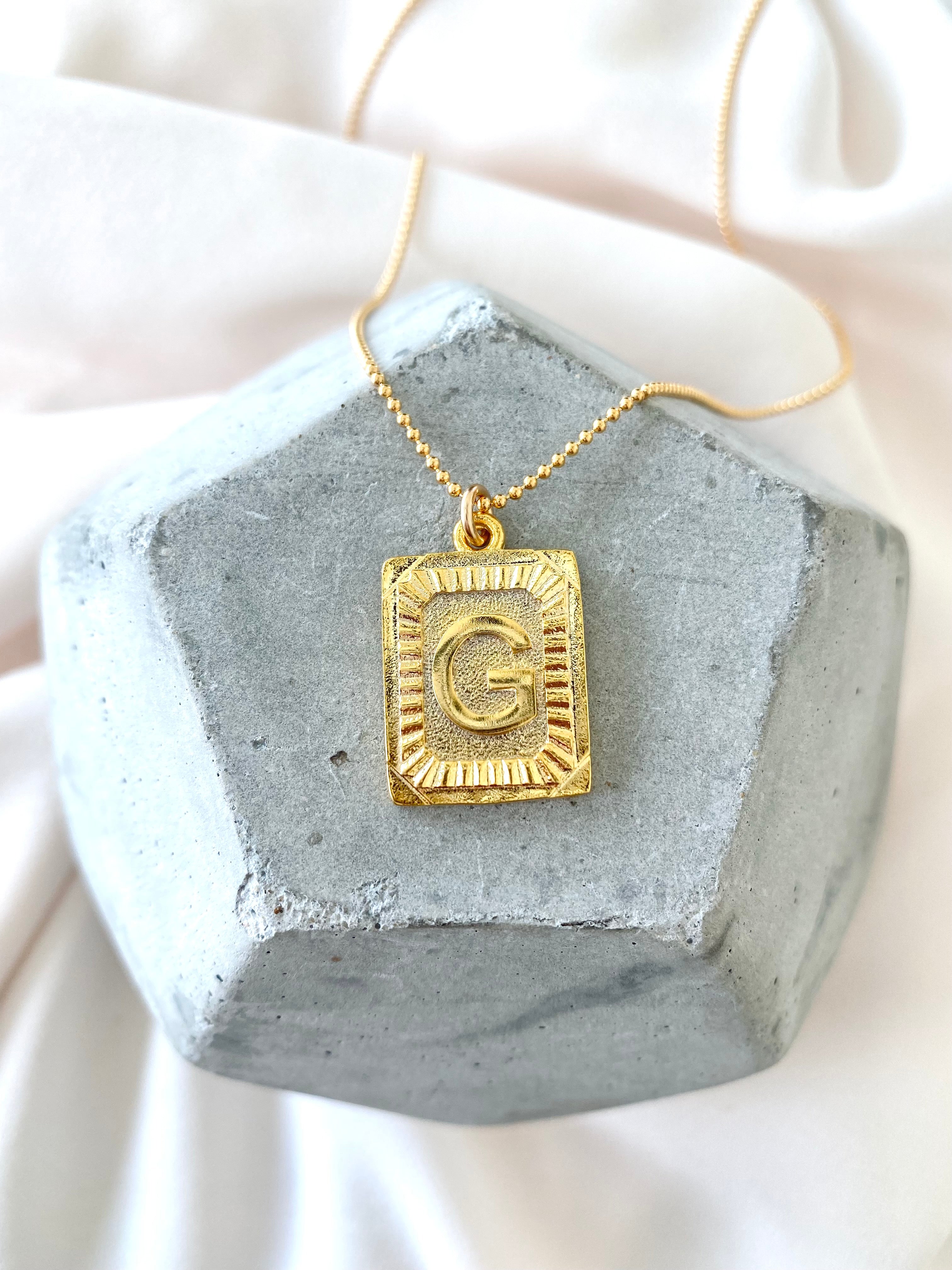 Vintage Style Initial Letter Medallion Necklace - Personalized Jewelry –  The Cord Gallery