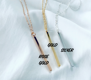 Rose Gold Vertical Bar Pendant Necklace