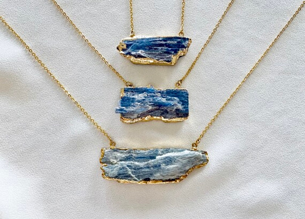 Raw Kyanite Pendant Necklace - Chunky Kyanite - Gold Filled Chain