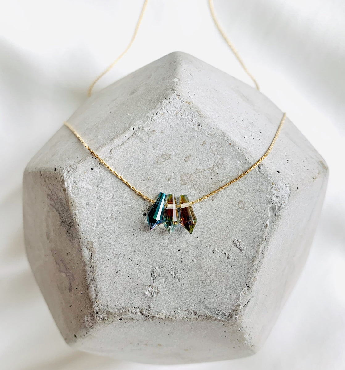 Dainty Briolette Rainbow Crystal Necklace – The Cord Gallery