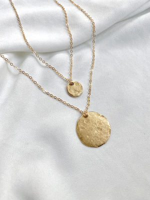 Double Hammered Disc Necklace - Gold, Silver, Rose Gold | Misuzi