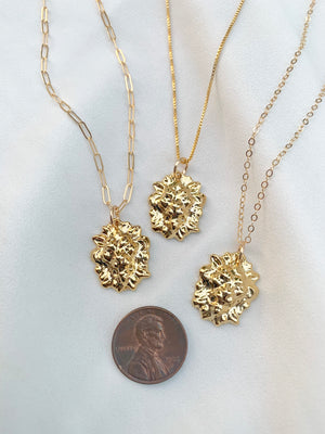 Vintage Style Gold Lion Lioness Pendant Necklace