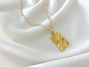 Gold Vintage Style Square Medallion Necklace