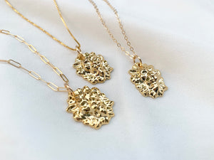 Vintage Style Gold Lion Lioness Pendant Necklace