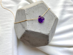 Raw Amethyst Floating Pendant Necklace - February Birthstone