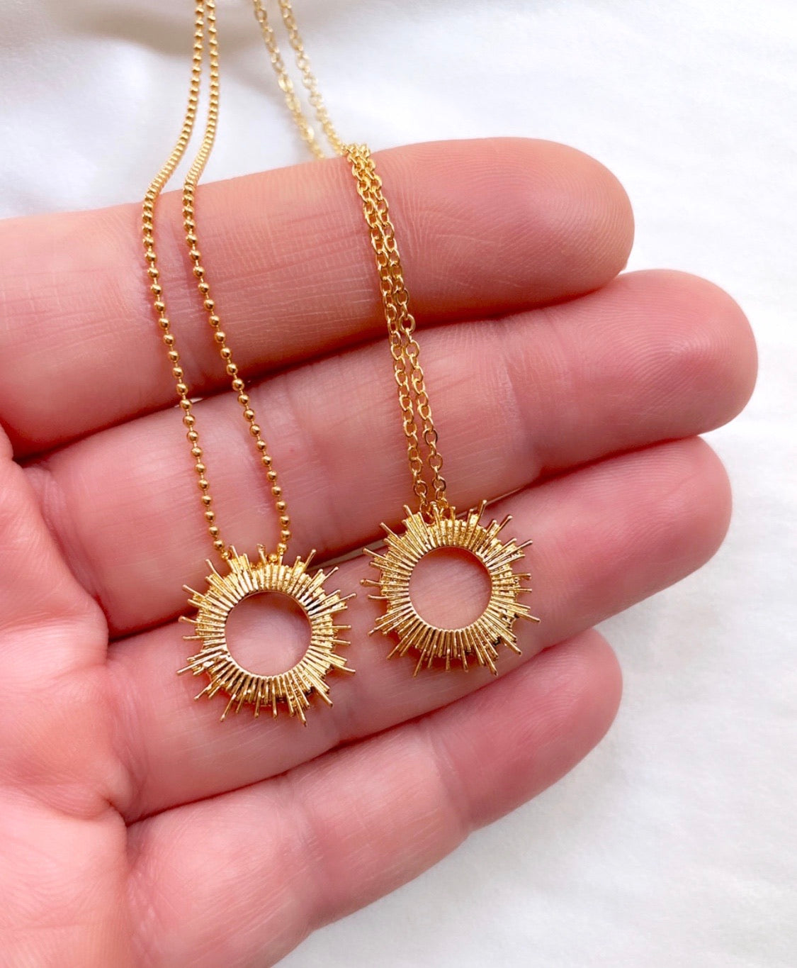 Gold Filled Sunburst Pendant Necklace - Sunshine Charm