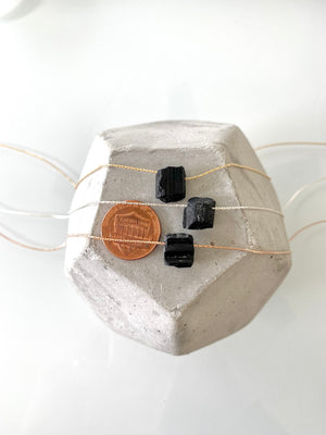 Raw Black Tourmaline Floating Pendant Necklace - Gold Filled Sterling Silver Rose Gold Filled