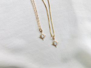 Dainty Opal Star Medallion Necklace