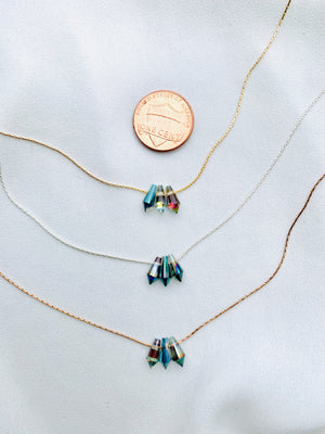 Dainty Briolette Rainbow Crystal Necklace