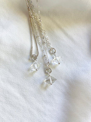 Dainty Sterling Silver Herkimer Charm Necklace