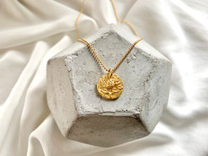 Matte Gold Ladybug Medallion Necklace