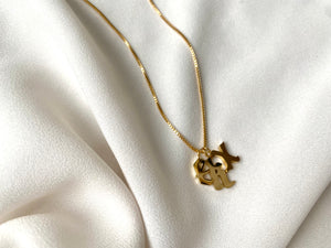 Gold Filled Old English Letter Necklace 16 to 18 inches The