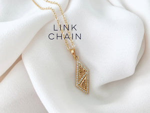 Gold Filled Vintage Style Greek Key Pendant Necklace - CZ Stones