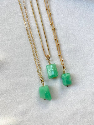 Dainty Chrysoprase Pendant Necklace - Gold Filled or Sterling Silver Chain