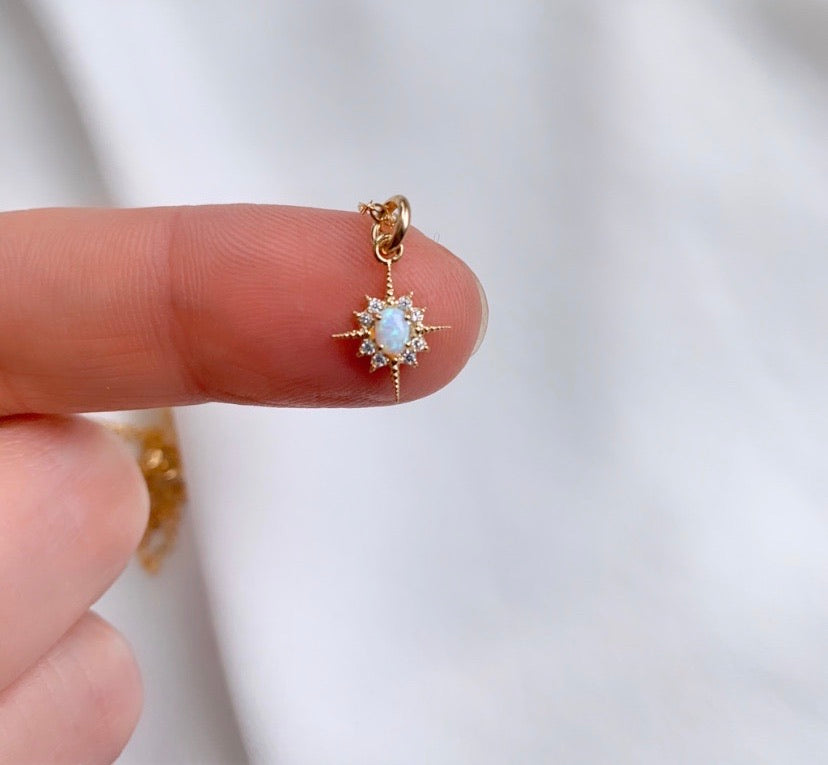 Dainty Opal Star Medallion Necklace