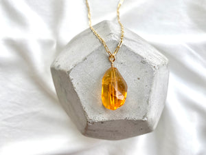 Chunky Citrine Gemstone Necklace - Gold Filled - November Birthstone