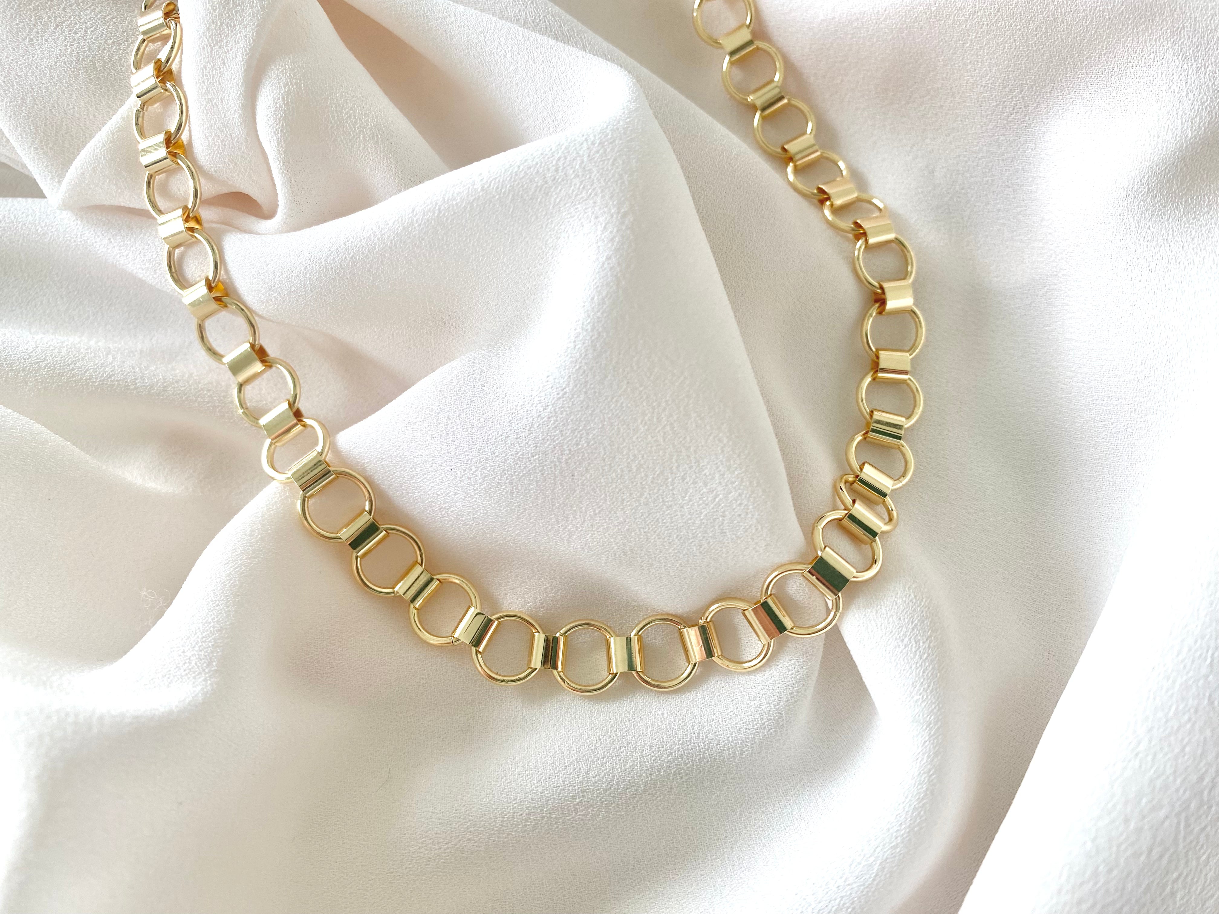 Gold Filled Chain Necklace Circle Link Chain Minimalist Layering Statement Necklaces Girlfriend Gifts Charm Necklace Chunky Links Necklace