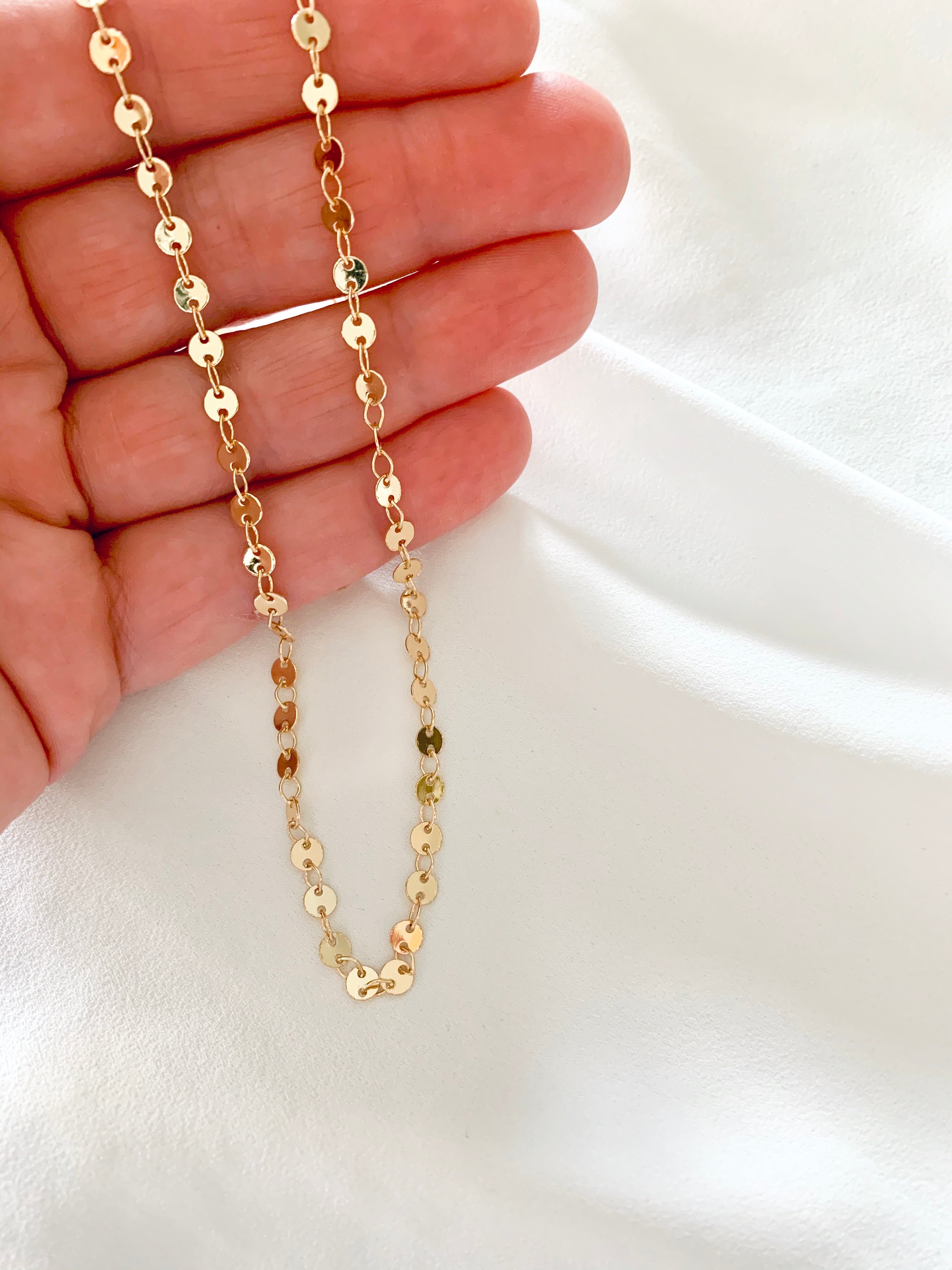 Gold Filled Circle Disc Chain Necklace