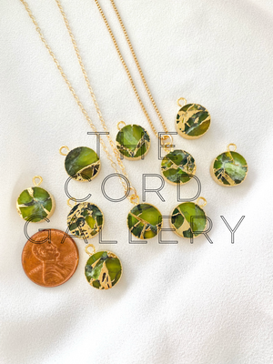 Peridot Coin Shaped Gemstone Necklace - Gold - August Birthstone