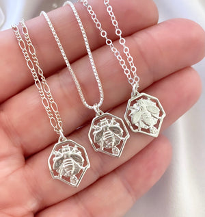 925 Sterling Silver Honey Bee Pendant Necklace - Queen Bee Charm