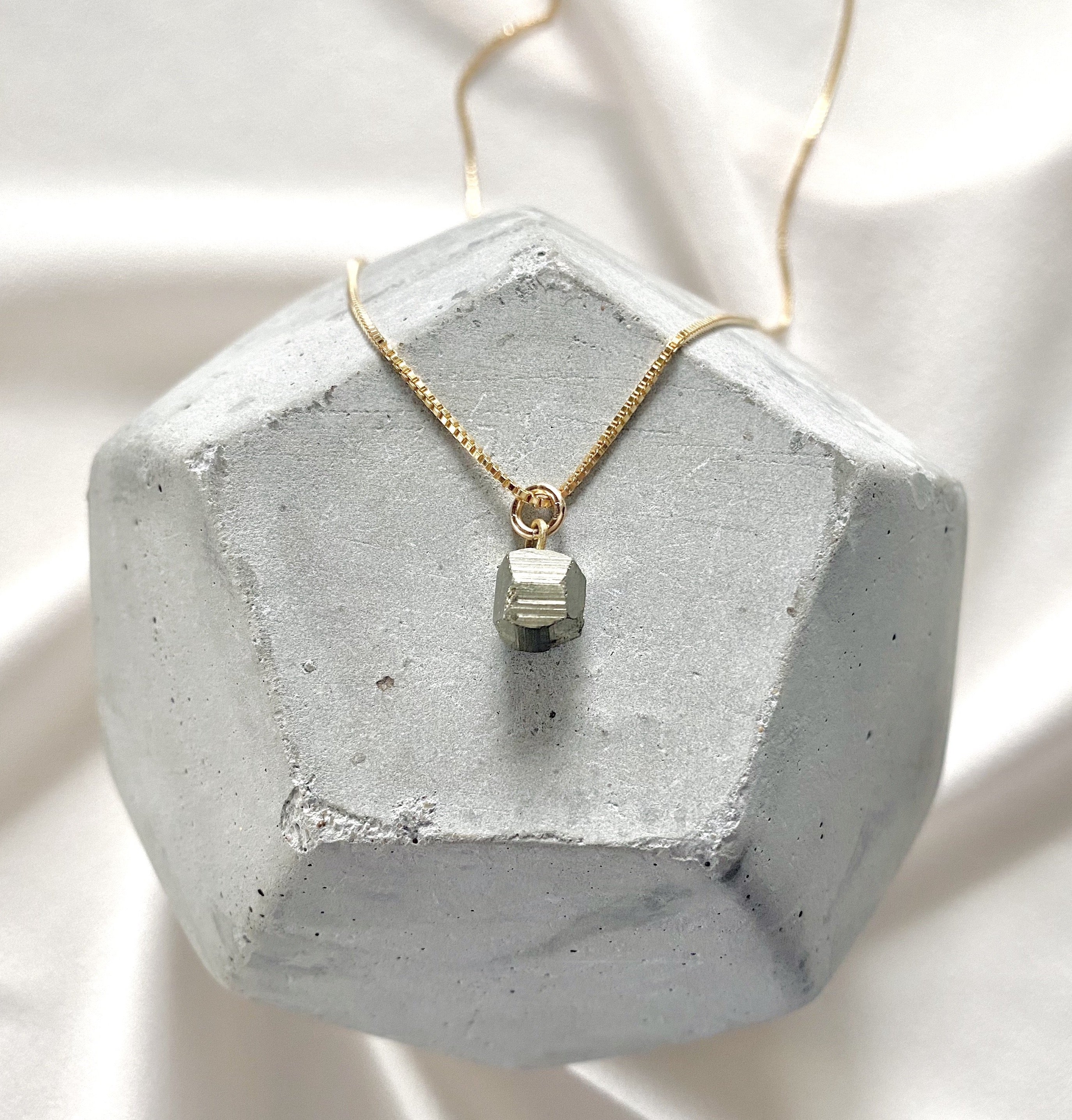 Raw Pyrite Charm Necklace - Gold Filled Chain