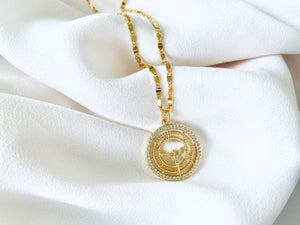 Gold Filled Angel Medallion Necklace - Peace Dove Pendant