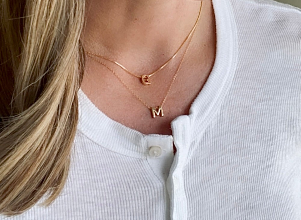 Dainty Gold Filled Initial Letter Charm Necklace