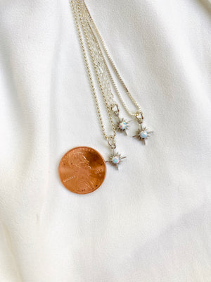 Tiny Opal Star Pendant Necklace - Silver