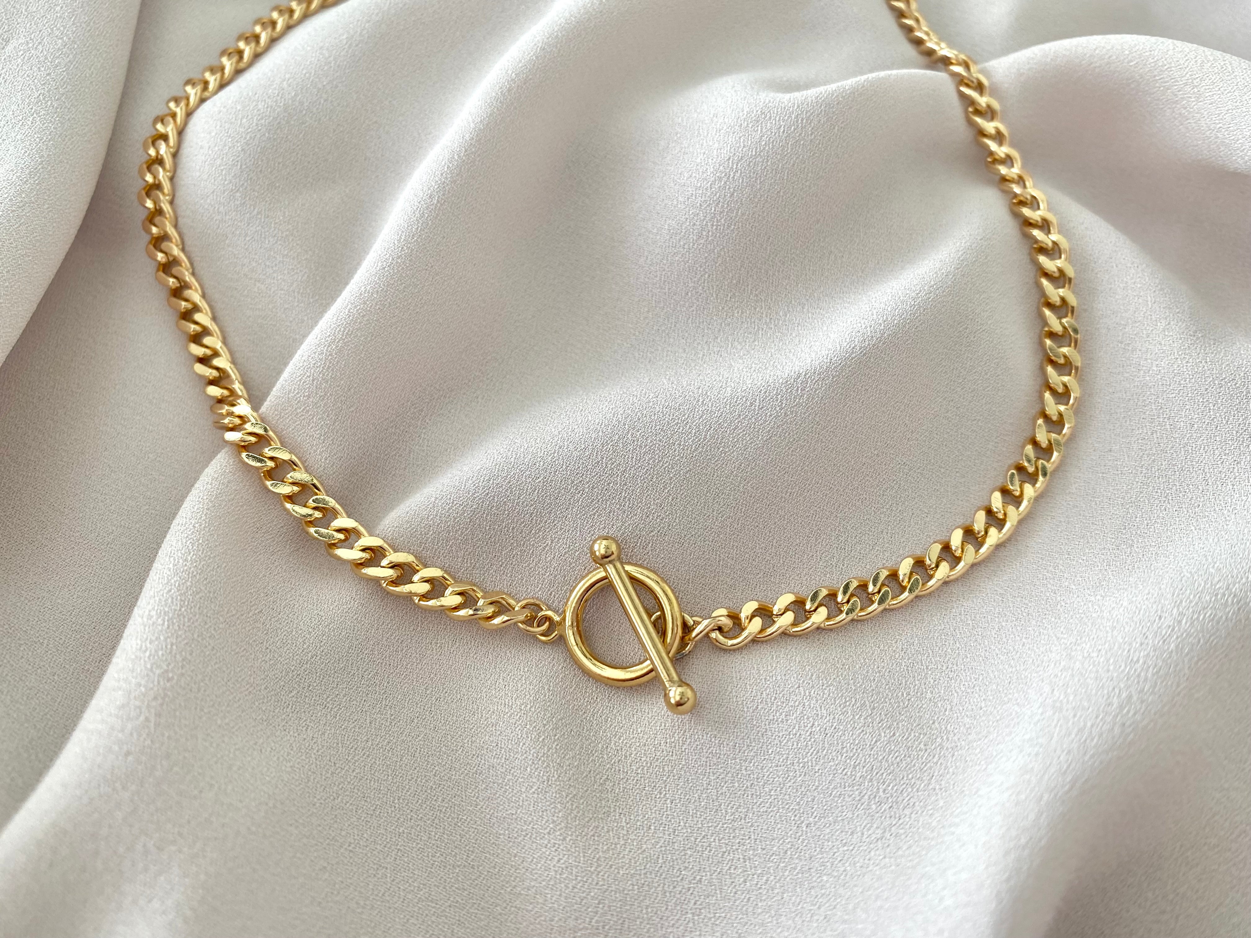 Gold Filled Toggle Curb Chain Necklace