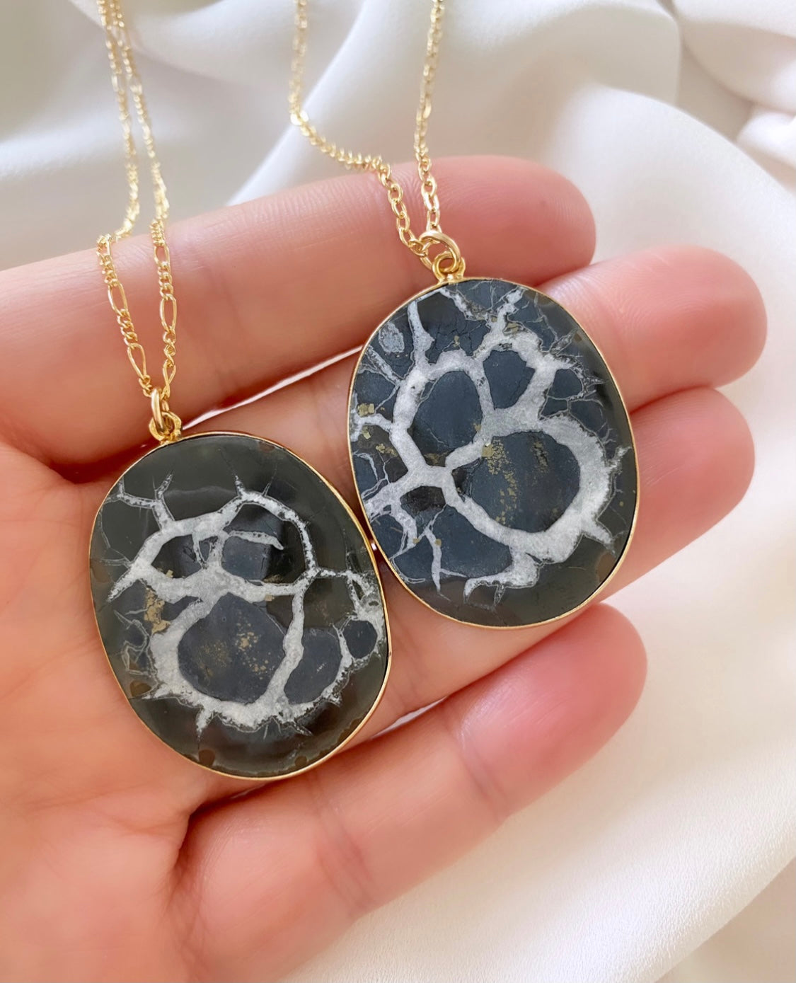 Peruvian Septarian Fossil Necklace - Gold Filled