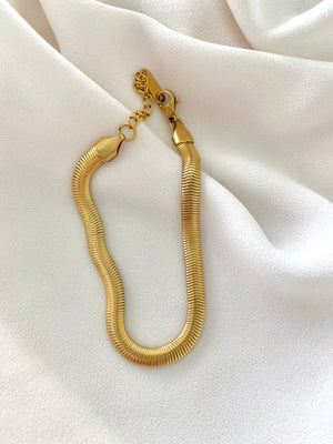Gold Filled Snake Herringbone Bracelet - Vintage Style - Thick Herringbone Chain Bracelet Gift - 5mm