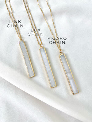 Selenite Bar Pendant Necklace - Gold Filled Chain