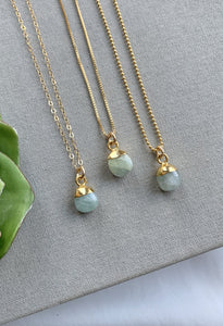 Dainty Aquamarine Pendant Necklace - March Birthstone