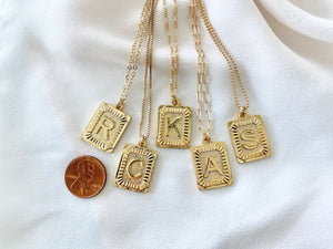 Vintage Style Initial Letter Medallion Necklace - Personalized Jewelry {18 to 20 inches}