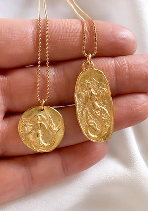 Gold Mermaid Medallion Necklace