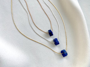 Dainty Raw Lapis Lazuli Gemstone Necklace - September Birthstone