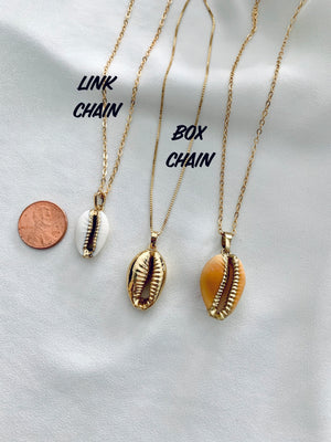All Gold Dipped Cowrie Shell Pendant Necklace - Beachy Jewelry