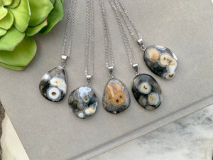 Ocean Jasper Pendant Necklace - Silver