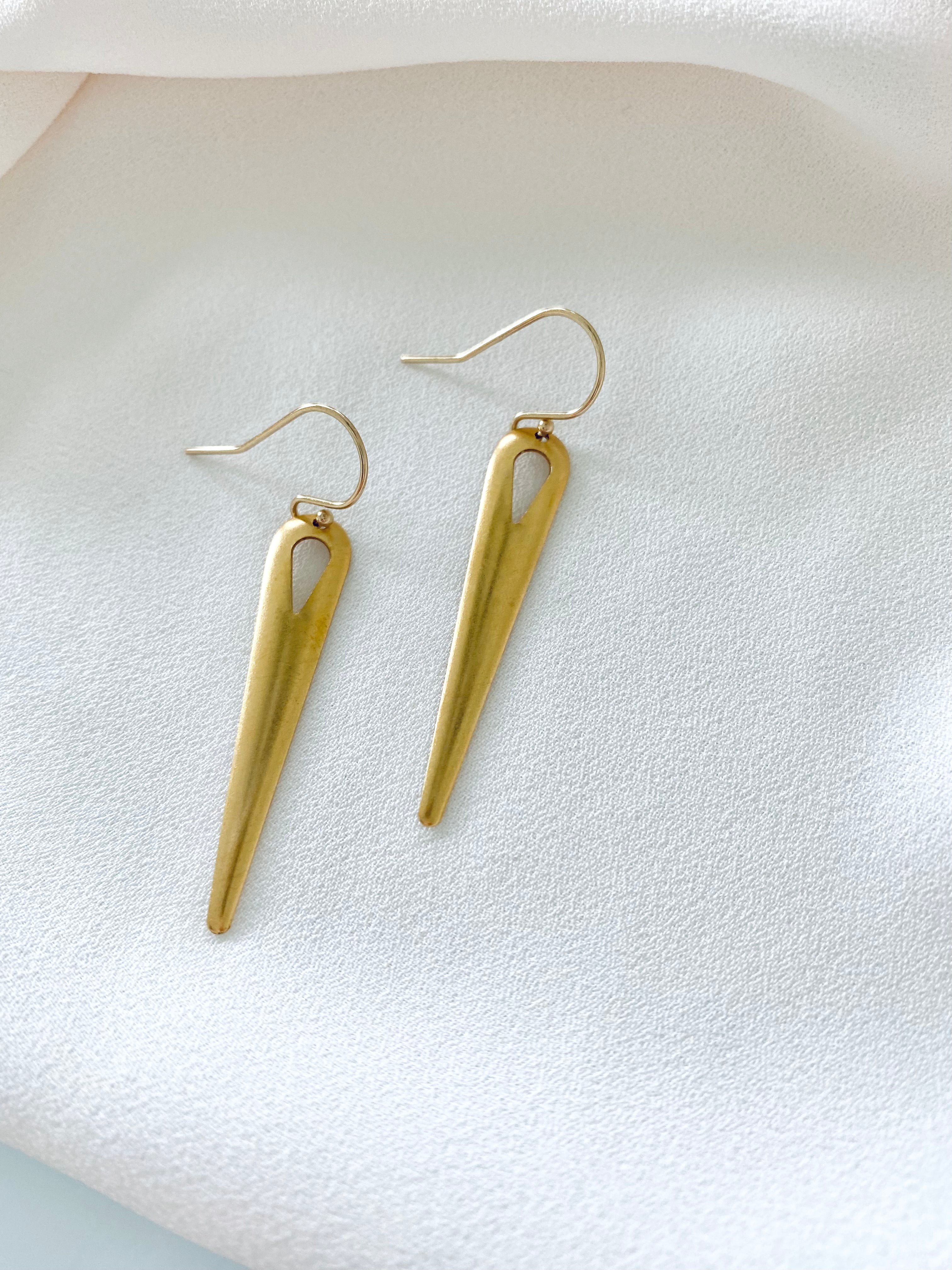 Gold Dangle Drop Earrings - Gold Filled Hooks - Festival Jewelry - Feather Weight