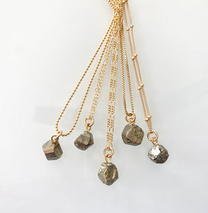 Raw Pyrite Charm Necklace - Gold Filled Chain