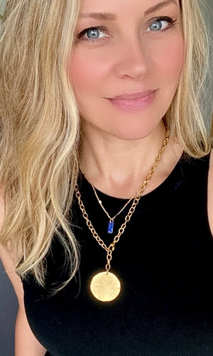 Dainty Lapis Lazuli Pendant Necklace - September Birthstone - Blue Gemstone - Gold Filled Chain