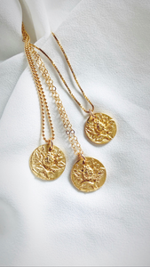 Matte Gold Ladybug Medallion Necklace