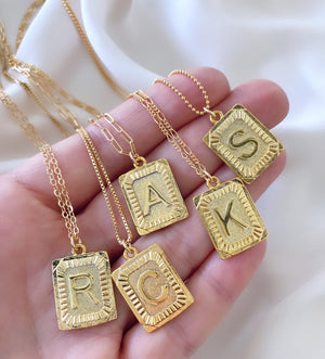 Vintage Style Initial Letter Medallion Necklace - Personalized Jewelry {16 to 18 inches}