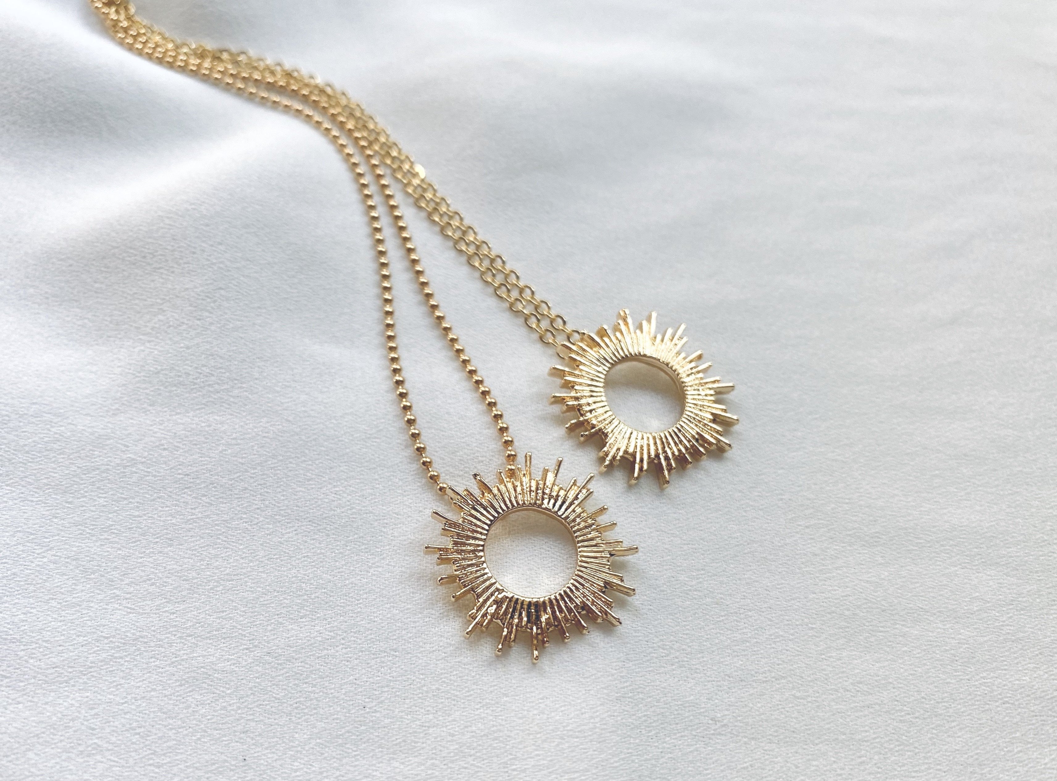Gold Filled Sunburst Pendant Necklace - Sunshine Charm